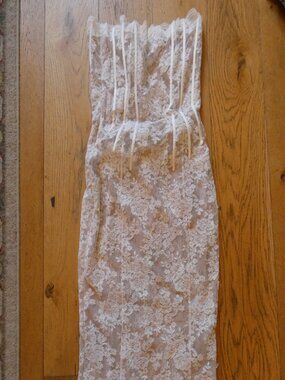 v. chapman cora corset crystal midi dress The Cora Dress in White Baroque Floral